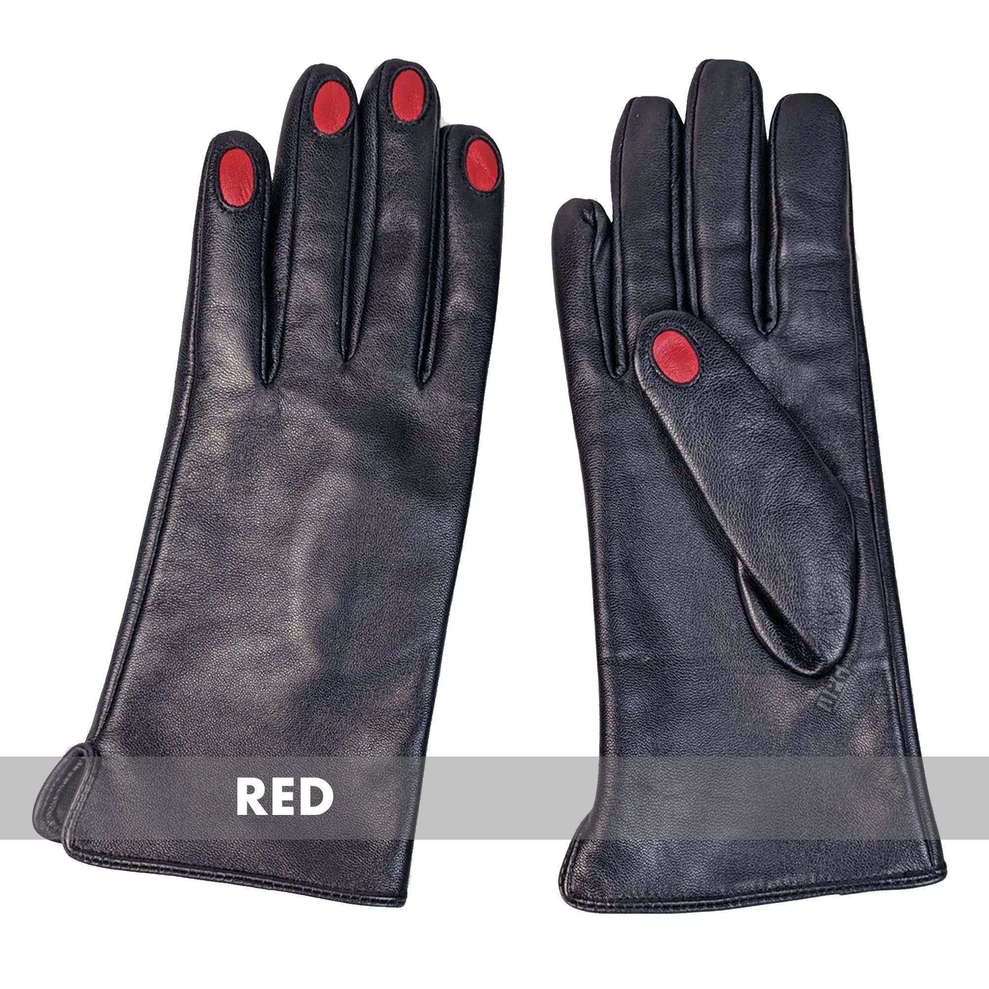 LEATHER GLOVES WITH RED NAILS