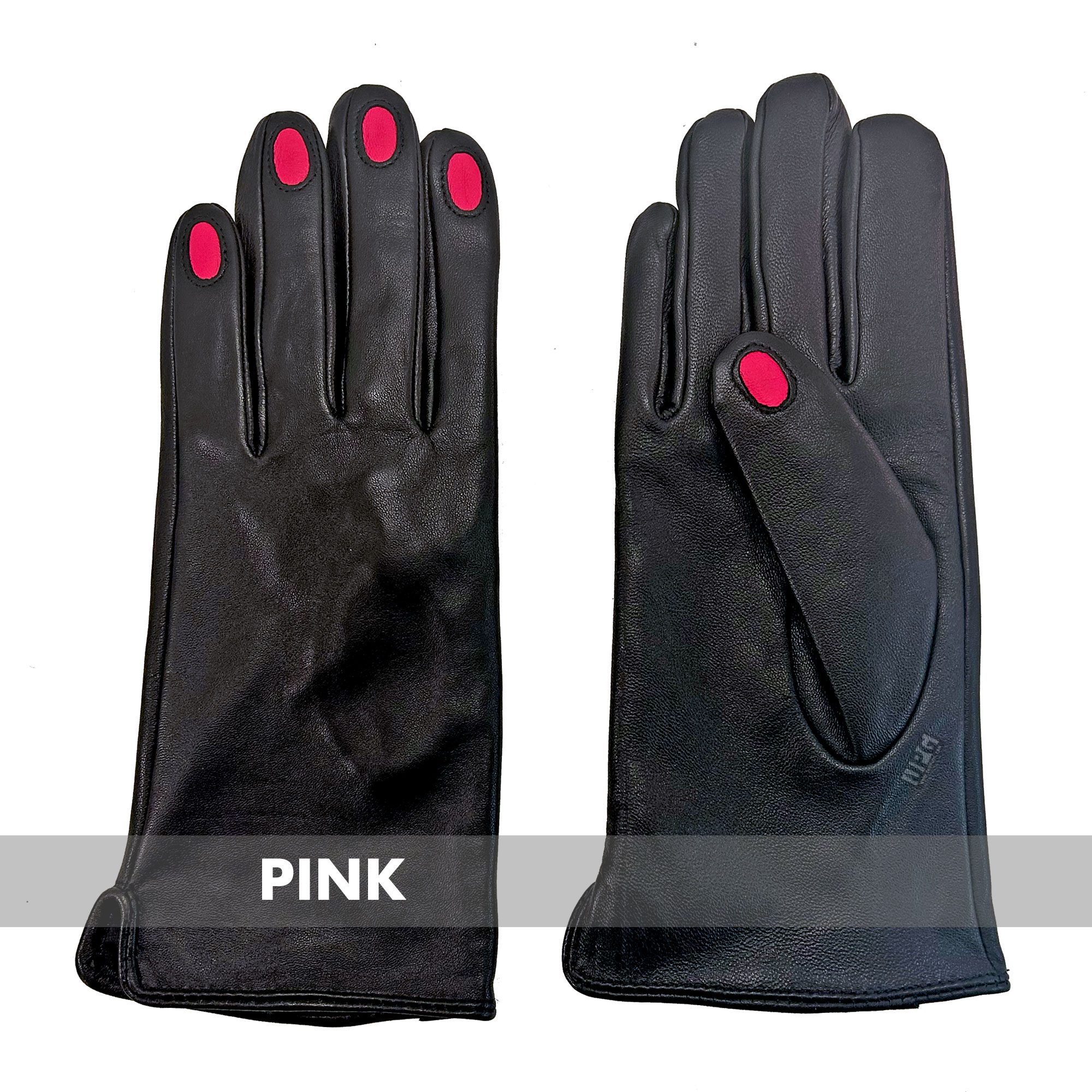 LEATHER GLOVES WITH PINK NAILS