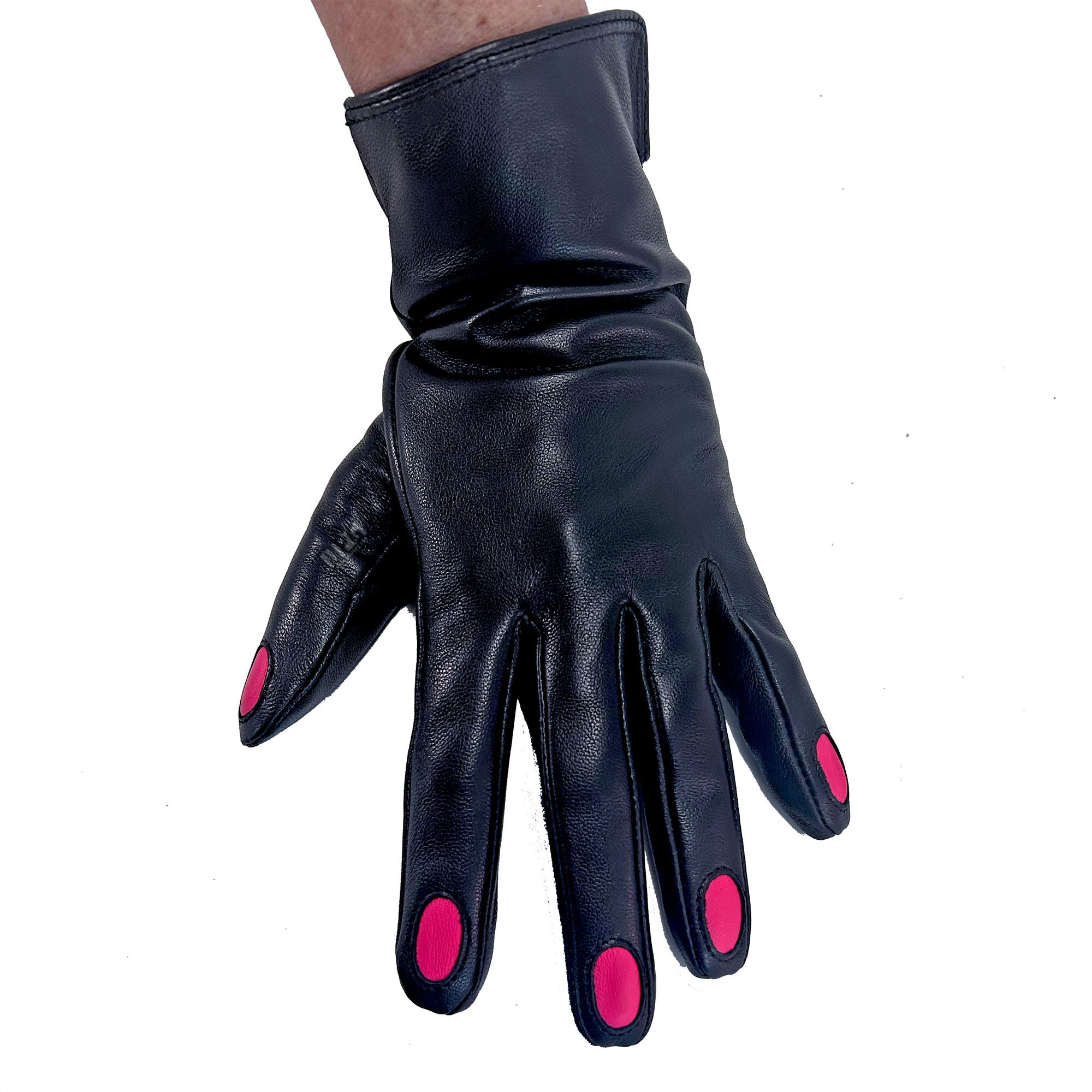 LEATHER GLOVES WITH PINK NAILS - Image 2